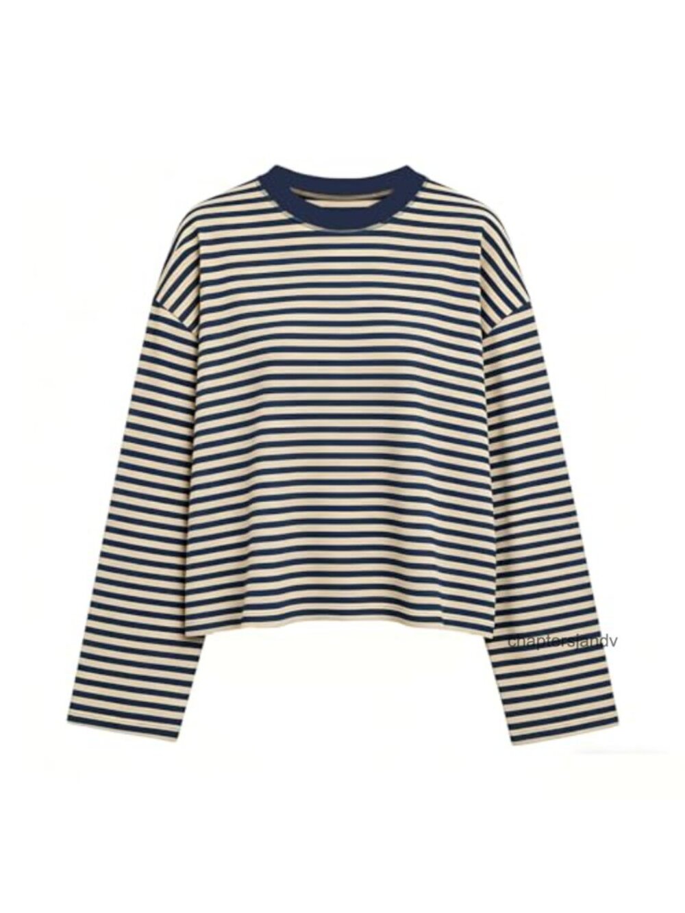 Women's Oversized Striped Long Sleeve Crewneck T-Shirt